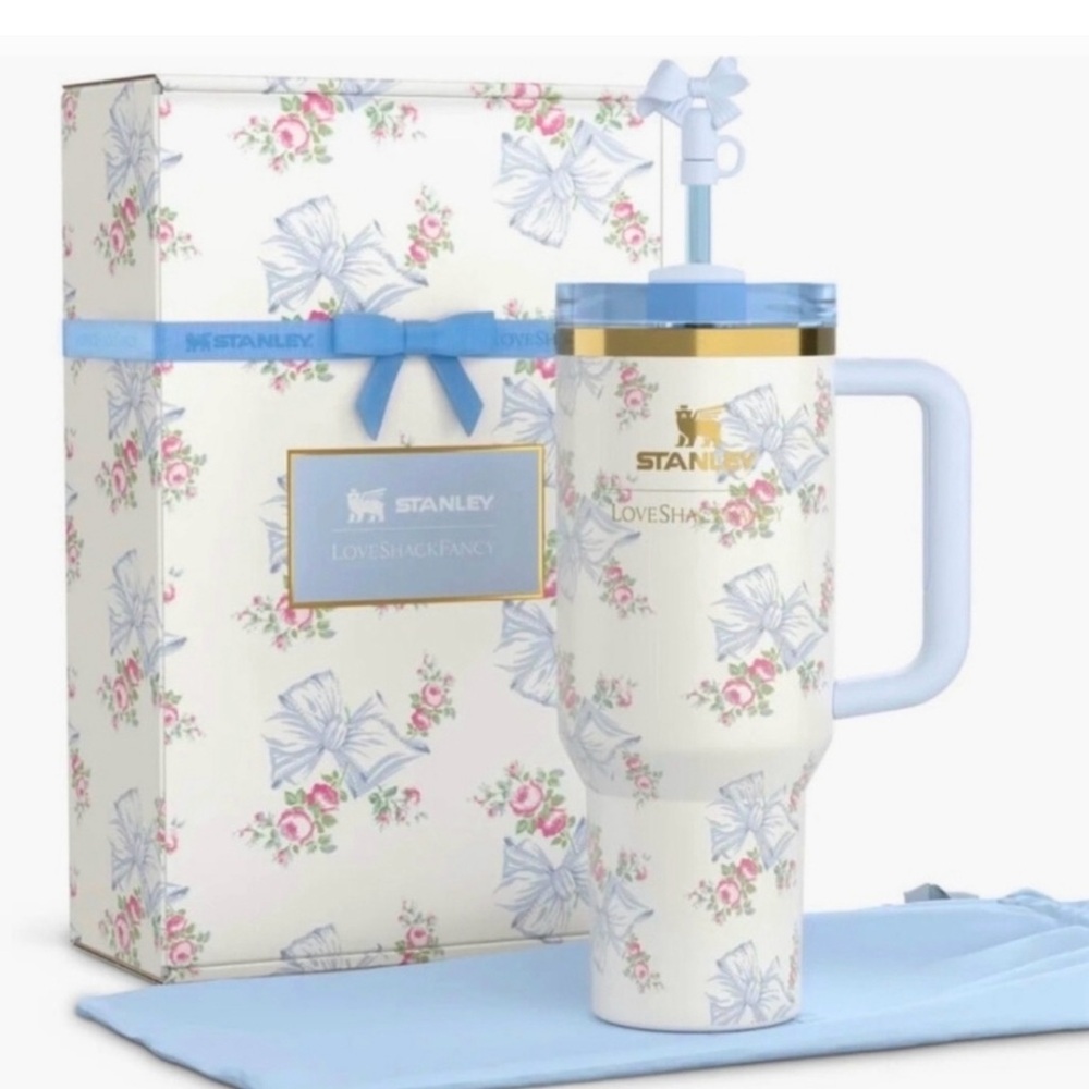 Love shack fancy Stanley Blue and Pink Floral Tumbler